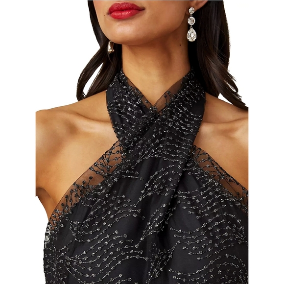 Shoshanna x Anthropologie Midnight Olivia Embroidered Stars Midi Dress - Picture 5 of 13